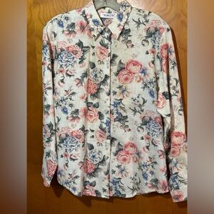 Talbots Floral Button Down Shirt - Pink, Blue, Cream